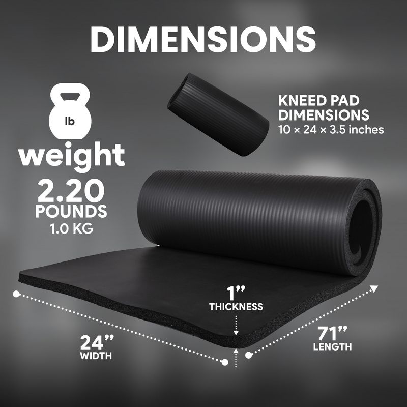 BalanceFrom Fitness All-Purpose Extra Thick Non-Slip High Density Anti-Tear Exercise Yoga Mat with Knee Pad & Carrying Strap, 3 of 7