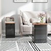 HOMCOM Ottoman with Storage Set of 2, Industrial Nesting Ottoman Stool with Removable Lid and Metal Frame, Side Table for Living Room, Black - 2 of 4