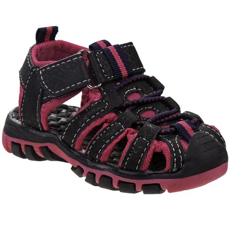 Rugged Bear Boy Closed-toe Kids Sport Sandals - Blk/ Fuchsia, 1 : Target