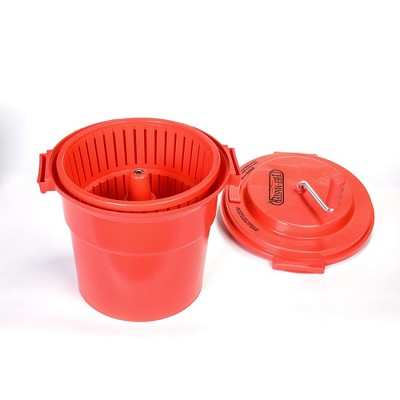 Red Heavy-Duty Plastic 5 Gallon Salad Spinner with Brake System