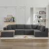 137.8" Corduroy Upholstery U-Shaped Cloud Modular Sectional Sofa with Left Chaise and Pillows, All-Foam Compression Design - 2 of 4