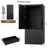 Armoire Wardrobe Closet with 3 Drawers and 2 Doors, Modern Wooden Wardrobe Cabinets - 2 of 4