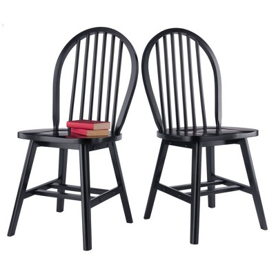 Winsome Black High Back Windsor Wood Side Chair Set