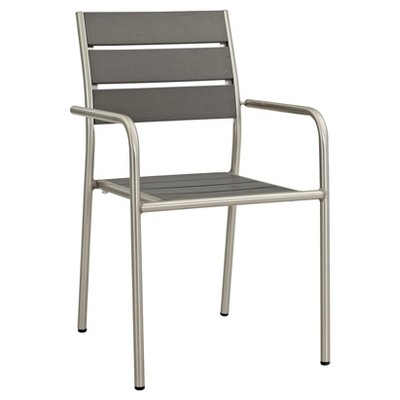 Shore Outdoor Patio Aluminum Dining Chair in Silver Gray - Modway