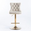 MYINDA Set of 2 Golden Swivel Velvet Barstools Adjusatble Seat Height from 25-33'',Upholstered with Backs Tufted for Home Pub and Kitchen,BEIGE - 3 of 4