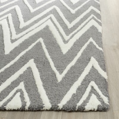 Hand-Tufted Wool Square Rug in Dark Grey/Ivory, 30" Non-Slip