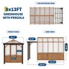 8x13FT Greenhouse Kit with Pergola, Wooden Greenhouse with Cedar Frame, Greenhouses with Roof Vent, Wood and Polycarbonate Walk-in Greenhouses - 2 of 4