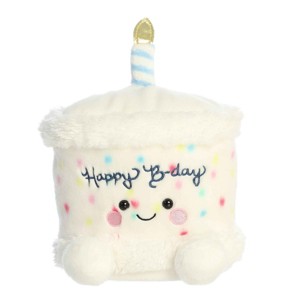 Aurora Small Party Sized Happy B'Day Cake Palm Pals Adorable Stuffed Animal White 6.5" - 1 of 4