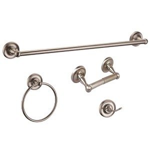 4pc San Martin Bathroom Accessory Kit Satin Nickel - Design House: Includes Towel Ring, Tissue Holder, Hook - 1 of 4