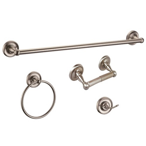 4pc San Martin Bathroom Accessory Kit Satin Nickel - Design House: Includes Towel Ring, Tissue Holder, Hook - image 1 of 4