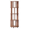 PDTEND Round Solid Wood Rotating Bookshelf on Wheels, for Small Spaces, Bedroom, Office & Corner - Walnut - 2 of 4