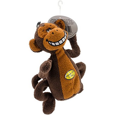 Multipet Deedle Dude Singing Monkey Plush Dog Toy in Brown