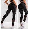 Womens High Waist Yoga Pants Cutout Ripped Tummy Control Workout Running Yoga Skinny Leggings - 3 of 4