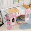 NicBex Twin Size Loft Bed Castle Shape Pine Bed Frame with 2 Windows, Storage Stairs and Full Length Guardrail, No Box Spring Required, Pink - 2 of 4