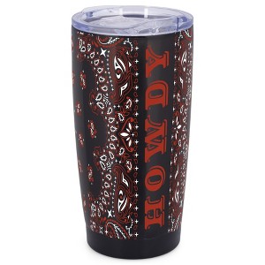 Elanze Designs Howdy Paisley Bandana Country Cowboy Wrap-Around Design 20 Ounce Stainless Steel On-The-Go Coffee Mug, Thermal Travel Tumbler with Leak - 1 of 4