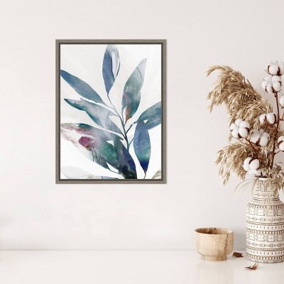 Indigo Sprig II Blue and Green Canvas Wall Art Print