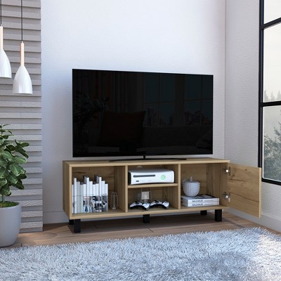 45.27" Manufactured Wood TV Stand for TVs up to 49" with Three Open Shelves and One Cabinet for Living Room and Bedroom