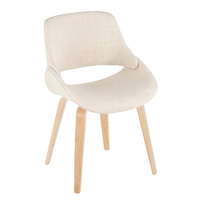 Natural Wood Cream Fabric Upholstered Side Chair