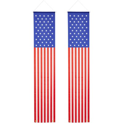 Okuna Outpost 2 Pack American Flag Banner for Patriotic 4th of July Election Party Decorations 14 x 72 in
