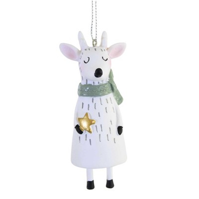 White Resin Owl Gnome Deer Christmas Ornament Set