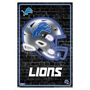 Trends International NFL Detroit Lions - Neon Helmet 23 Framed Wall Poster Prints - 1 of 4
