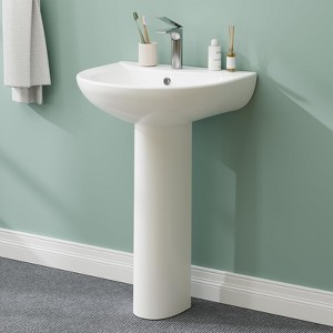 Pedestal Sink 20" X 17" Bathroom Pedestal Sink Modern U-Shape Ceramic Pedestal Sink For Bathroom - 1 of 4