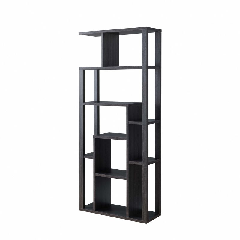 FC Design 70.75" Tall Etagere Wooden Display Bookcase with 11 Shelves and Open Back in Distressed Grey Finish, 2 of 4