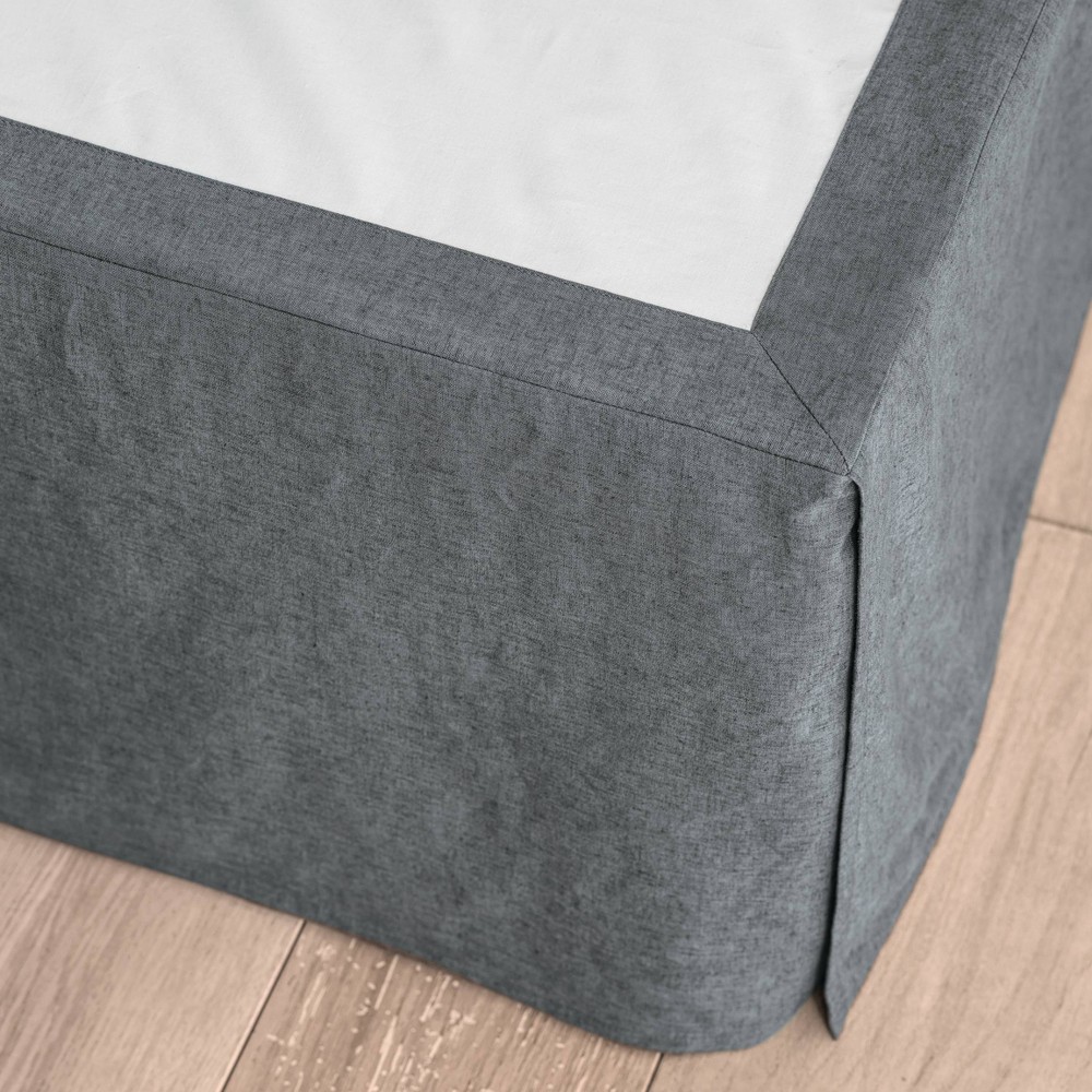 Photos - Bed Linen Full/Queen Linen Blend Bedskirt Dark Gray - Casaluna™: Machine Washable, Plain Weave, 15" Drop