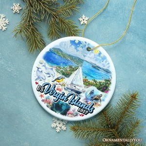Artistic US Virgin Islands Ornament, Tropical Beach Paradise in Atlantic Ocean Christmas Souvenir| OrnamentallyYou - 1 of 4