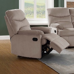 Velvet Manual Recliner Chair with Tufted Cushion Back & Pillow Top Arms - 1 of 4