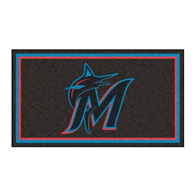 MLB Miami Marlins 3'x5' Plush Area Rug - Black