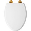 Benton Soft Close Enameled Wood Toilet Seat Never Loosens Brushed Gold Hinge White - Mayfair by Bemis - 3 of 4