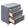 1pc Glam 3-Drawer Nightstand Velvet Tufted Drawer Front Jewelry Tray Faux Crystal Drawer Knobs - 3 of 4
