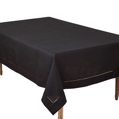 Black Hemstitch Border Polyester Tablecloth 70" x 104"