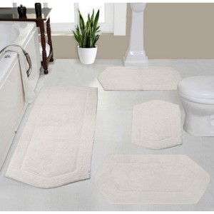 Waterford Tufted Bath Rug, Extra Soft and Absorbent, Non-Slip Bath Mats, Machine Washable bath rugs for Bathroom, 4 Pcs Set with Runner, Ivory - 1 of 4