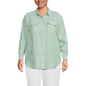 Lands' End Women's Linen Roll Sleeve Relaxed Tunic Top - 1 of 4