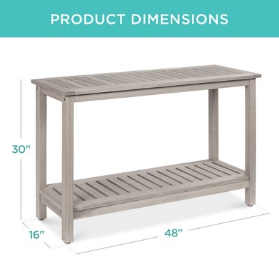 Eucalyptus 50'' Gray 2-Shelf Indoor/Outdoor Console Table with Storage
