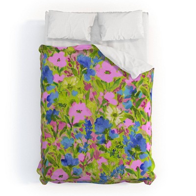 Twin/Twin Extra Long Jacqueline Maldonado Wild Garden Duvet Set Green - Deny Designs