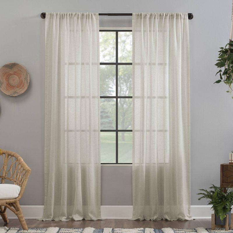 Crushed Texture Sheer Anti-Dust Curtain Panel - Clean Window , 1 of 13