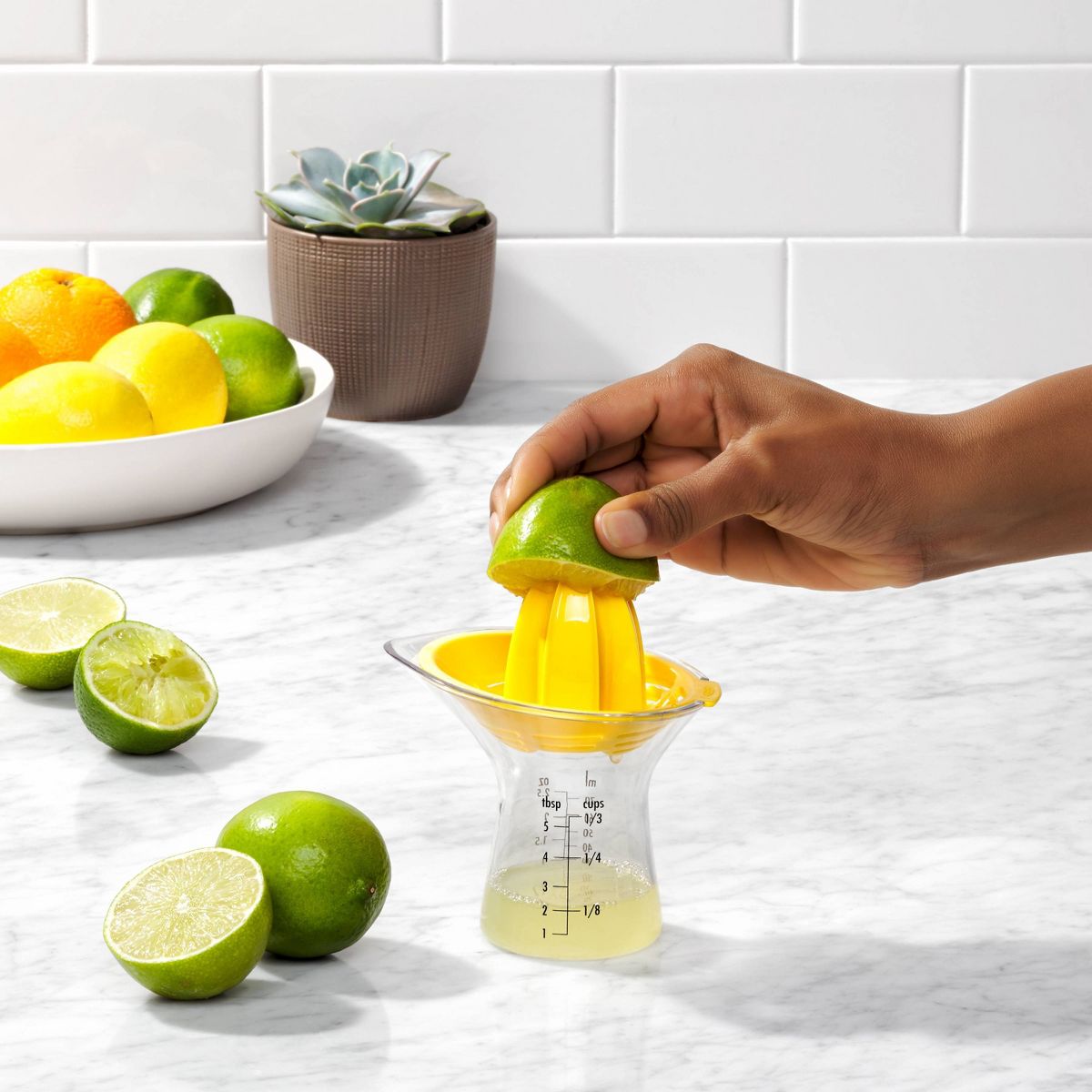 OXO Small Citrus Reamer: Yellow Plastic Juicer, Dishwasher-Safe, 5" Height, 3.6" Width & Depth - thumbnail 6