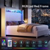 Bed Frame with LED Lights and Charging Station, 53" Tall Storage Headboard - 4 of 4