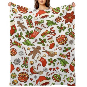 Merry Christmas Seamless Christmas Throw Blanket Soft Fleece Christmas Blanket Cozy Flannel Throw for Couch Bed 30x40 inches - 1 of 1