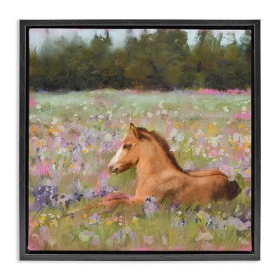 Stupell Industries Foal Horse Lounging Flower Meadow, 18" x 18"