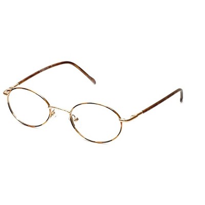 Flex Plus by Vivid FP-64 Designer Blue Light FIlter Reading Glasses in Tortoise Havana Brown Gold Amber 46mm +2.00 | Ladies | Oval Shape | Small Fit