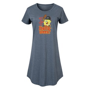 Women's SpongeBob SquarePants Arrr Ye Ready For Halloween Graphic T-shirt Dress - Heather Blue - Large - 1 of 4