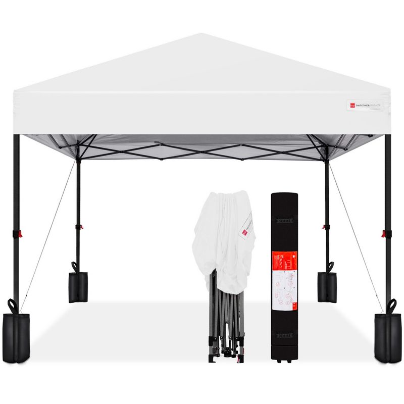 Best Choice Products 10x10ft Easy Setup Pop Up Canopy w/ 1-Button Setup, Wheeled Case, 4 Weight Bags, 1 of 11