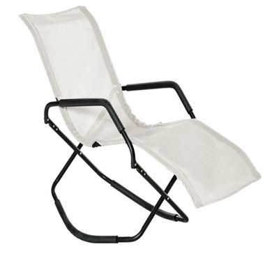 59.75"Rocking Sun Lounger, Chaise Lounge Rocker for Sunbathing, Sun Tanning,White