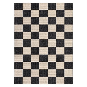 Washable Modern Checkered Living Room Rugs, Ultra Thin Soft Bedroom Carpet, Stain Resistant Non Slip Dining Room Rug - 1 of 4