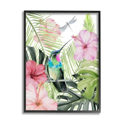 Stupell Industries Hummingbird Tropical Hibiscus Framed Giclee