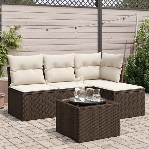 vidaXL Garden Sofa Set  PE rattan Medium Adjustable Feet - 1 of 4